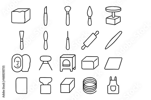 Pottery vector rib tool sculpture icon icons modeling clay block wire sanding