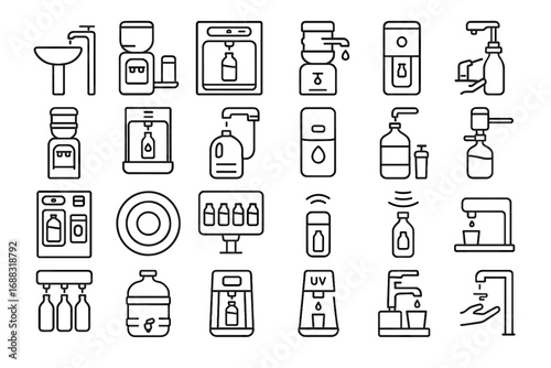 Filler hydration unit manual icon vector sensor tabletop icons water tap refill