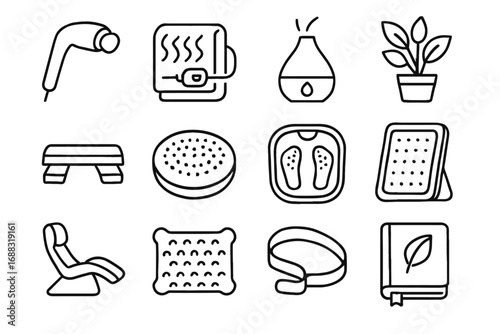 Foot indoor icon journal spa stepper home heated wellness pillow vector