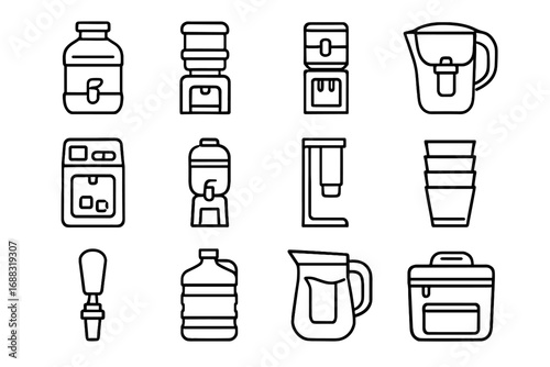 Cup vector cooler dispenser filter icon hydration icons refill ice station cups