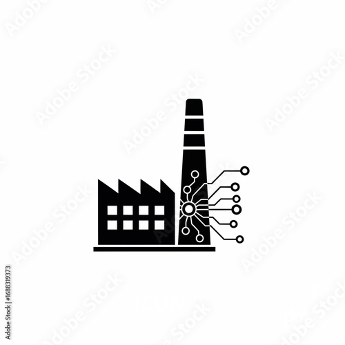 Smart Factory Icon Representing Industry 4.0, Automation, and Digital Manufacturing Processes