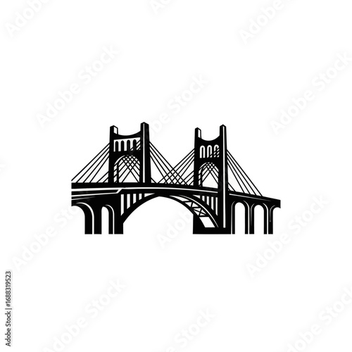 Detailed illustration of a suspension bridge