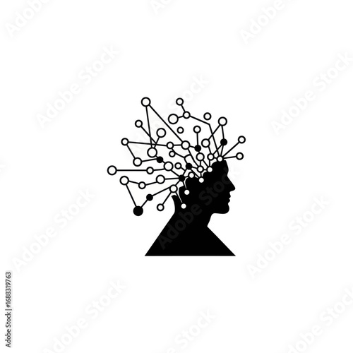 Conceptual illustration of active brain and neural connections