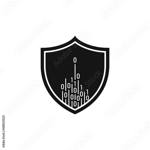 Binary data shield technology graphic digital security illustration symbol of protection