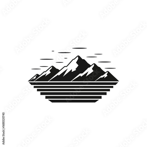 Majestic mountain range silhouette design