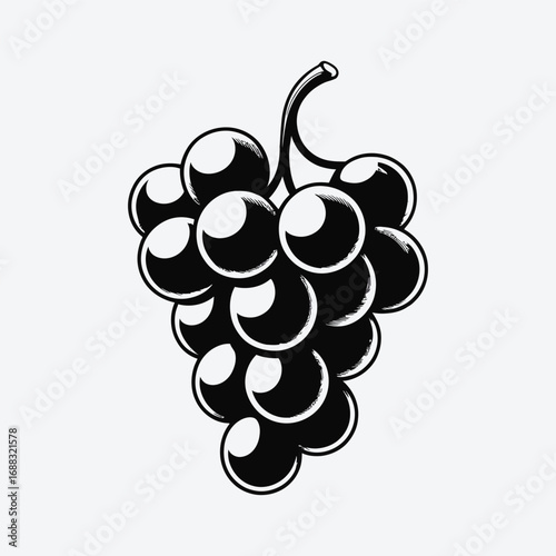 Vector art of grape bunch illustration, showcasing cluster of juicy fruit, perfect for vineyard themes and healthy eating designs