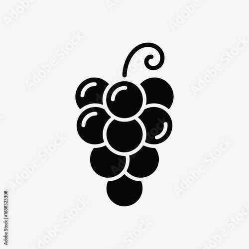 Vector art of grapes icon simple black and white vector illustration of a bunch of grapes for logo, decoration or design