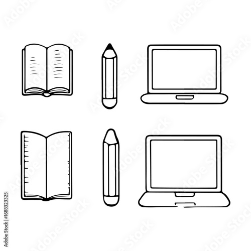 Professional vector icons of education and school concepts, scalable and modern for learning apps and branding.