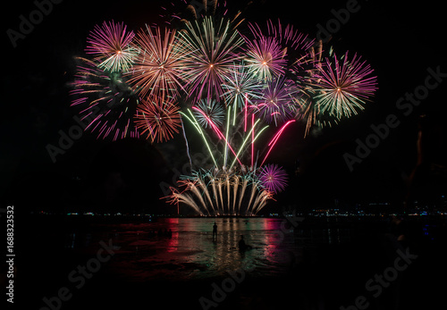 Colorful of fireworks in Happy New Year 2025 holiday festival
