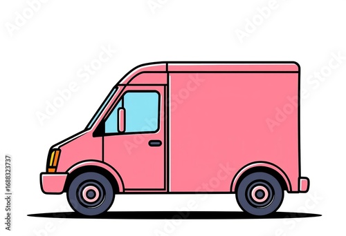 Simple line drawing of a delivery truck icon, side view, line art, pickup