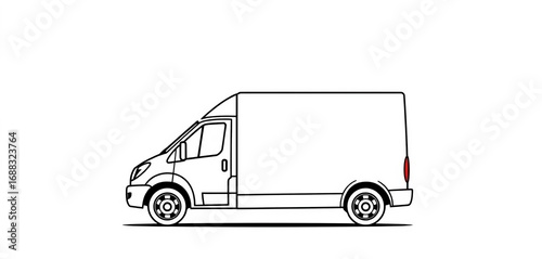 Simple line drawing of a delivery truck, isolated on white background,  sign,  clipart