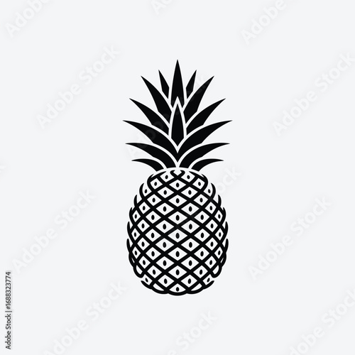 Vector art of black pineapple exotic tropical fruit, healthy food, summer vacation, vector illustration simple design, icon, symbol