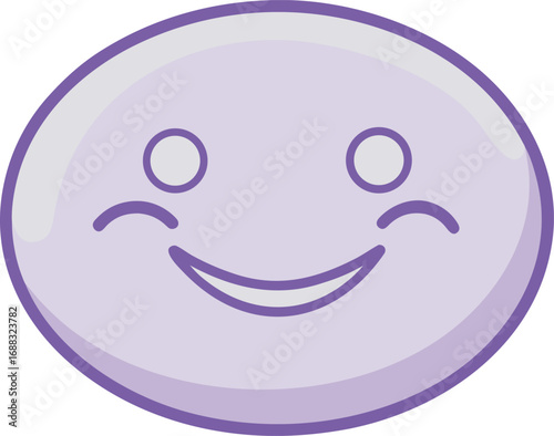 Smiling Face Icon with Purple Outline and Light Purple Fill Color