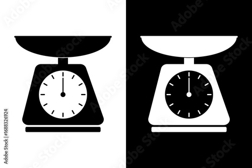 Scales icon, Weight scale icon. Flat vector illustration design isolated on black and white background
