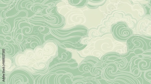 Abstract Cloud Pattern in Pastel Green
