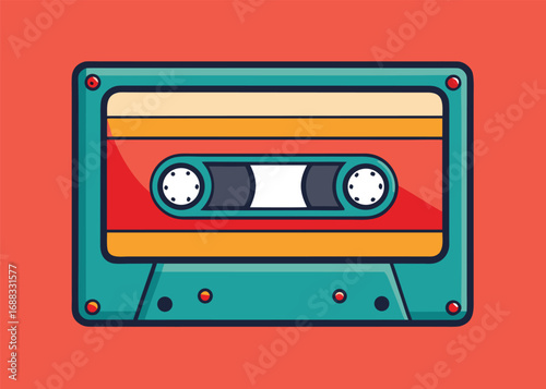 Single Color Retro Cassette Tape Vector Design