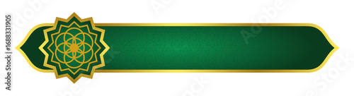 Pointed Islamic Rectangle Green Gold Banner