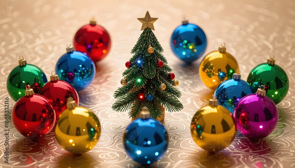 Naklejka premium christmas balls on a tree