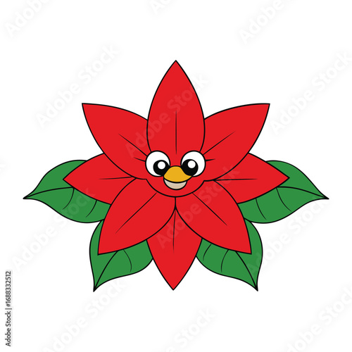 The red poinsettia flower, with its bold crimson petals and lush green leaves, symbolizes Christmas cheer, warmth, and festive spirit, brightening homes and celebrations.

