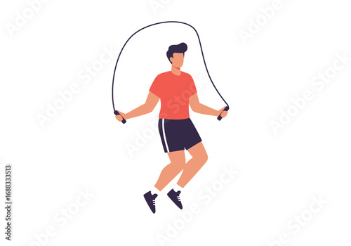 Energetic man actively jumping rope, a dynamic representation of fitness and healthy lifestyle choices for active individuals