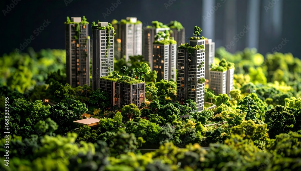 Obraz premium Eco-city model, lush greenery