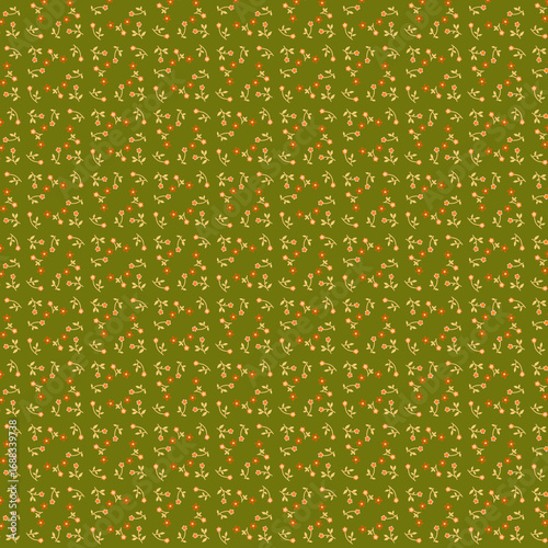 Country style tiny flowers pattern Simple botanical background in autumn colors Quilting patchwork sewing fabric print Wrapping paper