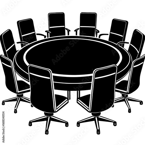  round meeting table silhouette