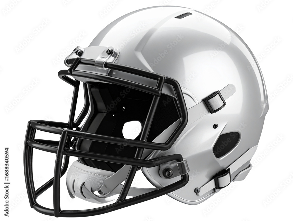 Naklejka premium Angled 3D Perspective of American Football Helmet with Shadow, Isolated PNG 