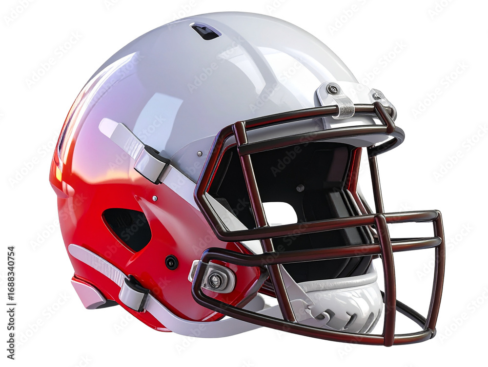 Fototapeta premium Angled 3D Perspective of American Football Helmet with Shadow, Isolated PNG