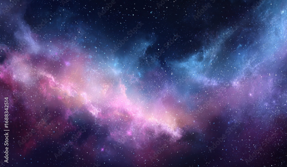 Fototapeta premium Vast nebulae of vibrant colors swirl across a deep space backdrop dotted with distant stars