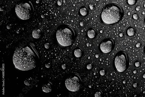 Close-up of water droplets on a dark surface (12)