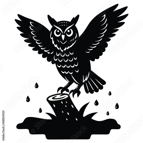 Adobe IllustStunning close-up of a snowy owl gliding low over an icy tundra, eyes locked on viewer, pale winter sun. raptor Artwork Etching illustration of an angry Great Horned Owl
