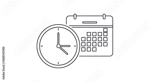 Clock and Calendar Icon - Time Management and Scheduling Concept.