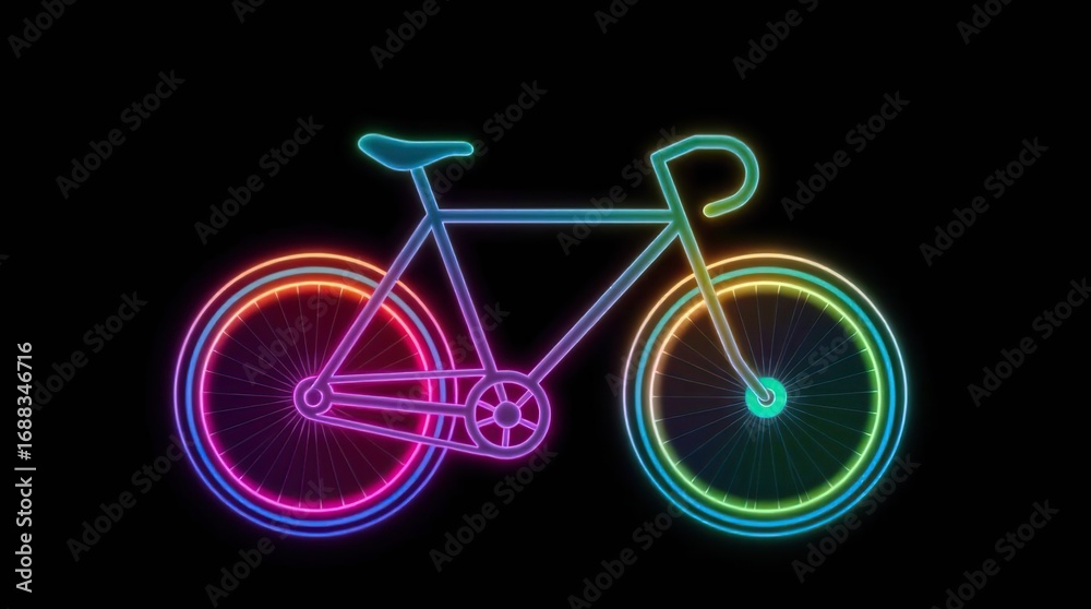 Fototapeta premium Rainbow Neon Bicycle Design.