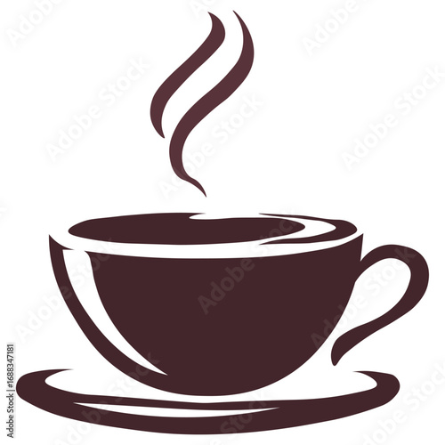 Modern coffee cup icon vector in flat style, steaming drink symbol perfect for breakfast menu, coffee shop, and food application graphics