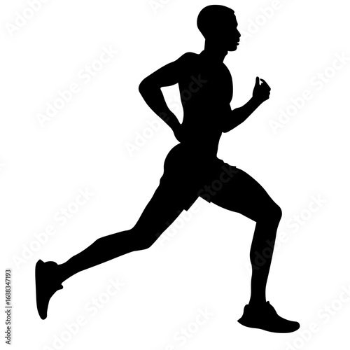 Dynamic runner silhouette vector design with energetic movement pose, suitable for gym, health, training, and outdoor activity graphics