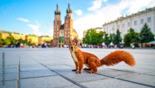 Squirrel in a city square