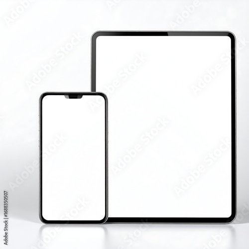 Two digital devices, phone and tablet