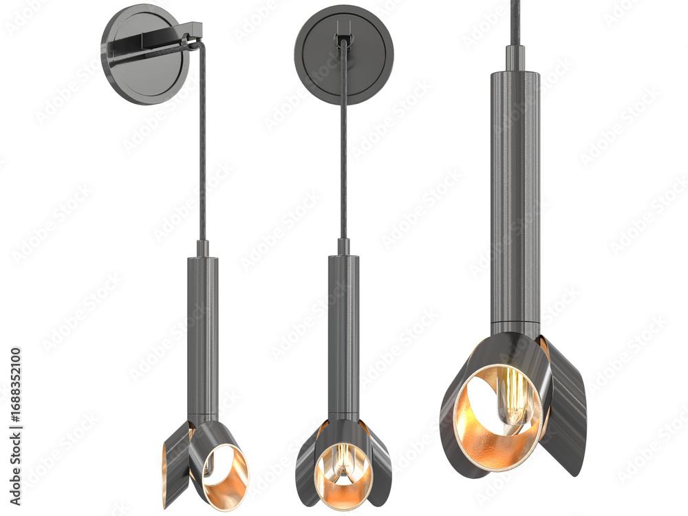 Naklejka premium cut out interior modern lamp - with Black background - elegant style -minimal Sconce light