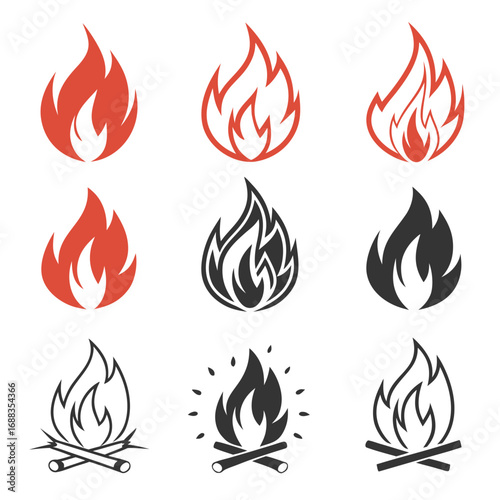 fire flames set