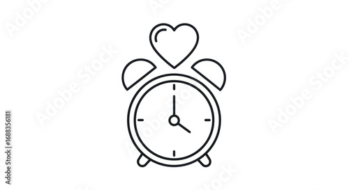 Alarm Clock with Heart Icon - Time for Love and Romance.