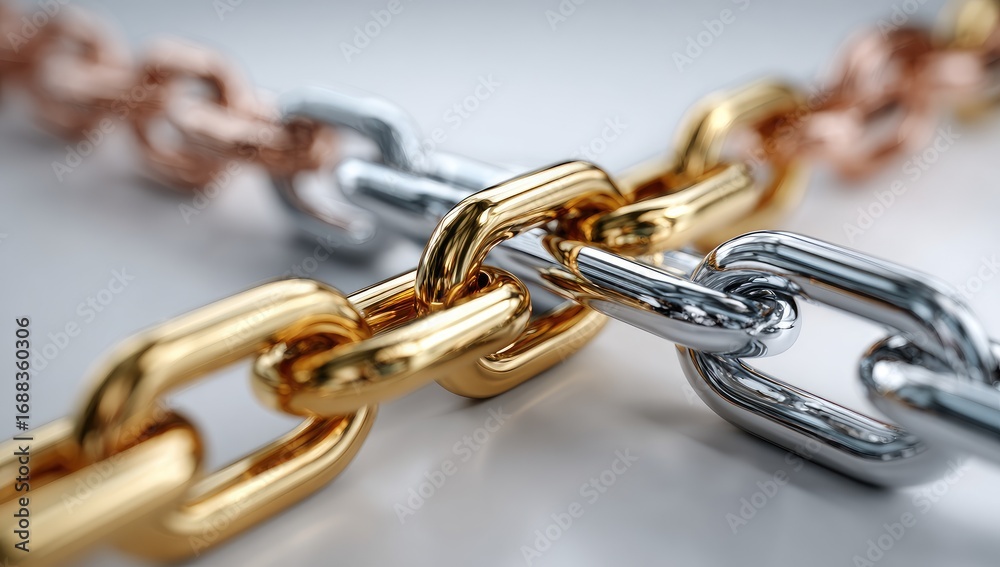 Fototapeta premium Interlocking Metal Chains Close Up