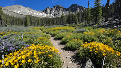 Wildflowers on Stanley Lake Trail in Sawtooths after burn