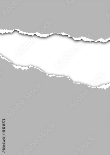 Torn paper strip texture on gray background; versatile for design, backgrounds, and promotional materials.