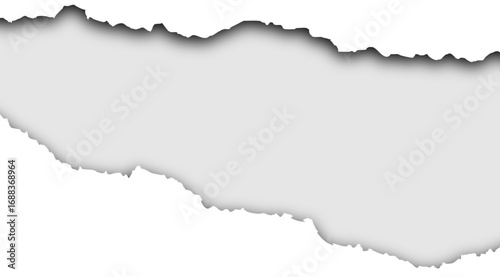 Rough torn paper edge with gray gradient, ideal as stylish divider or texture for editorial, marketing, or website design.