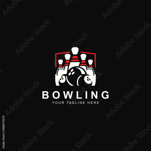 Bowling logo sport design bowling tournament symbol badge template
