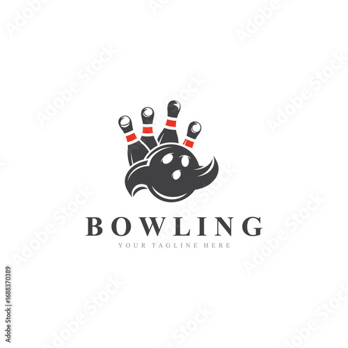 Bowling logo sport design bowling tournament symbol badge template