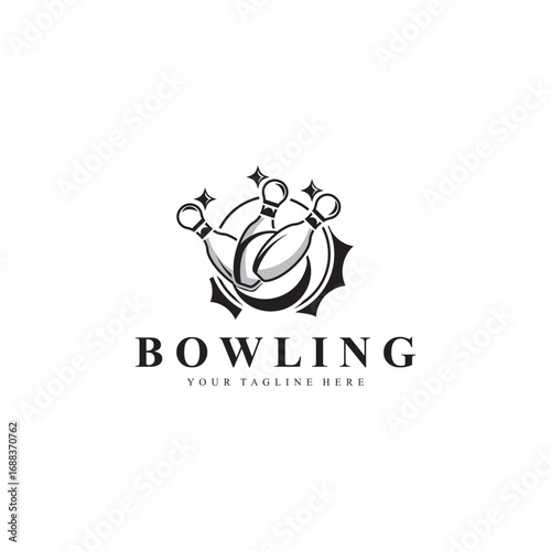 Bowling logo sport design bowling tournament symbol badge template