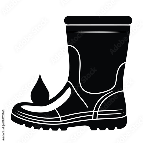 Non-slip Wear-resistant Rain Boot Cover With Waterproof Layer Silhouette, vector