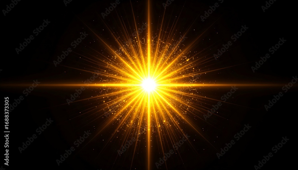 Fototapeta premium Radiant golden burst on black background (1)